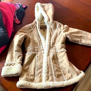 Girls faux fur lined coat